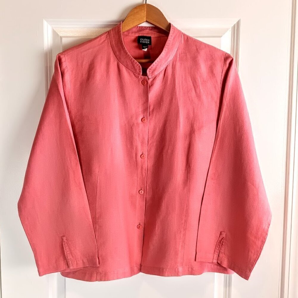 Eileen Fisher Coral Pink Linen Jacket
